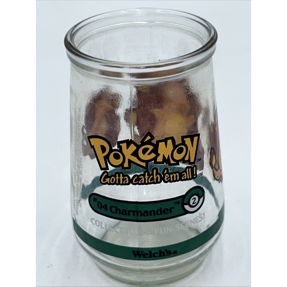 Excellent! Vintage Pokemon #04 Charmander Welch's Glass Jelly Jar 1999  NO LID